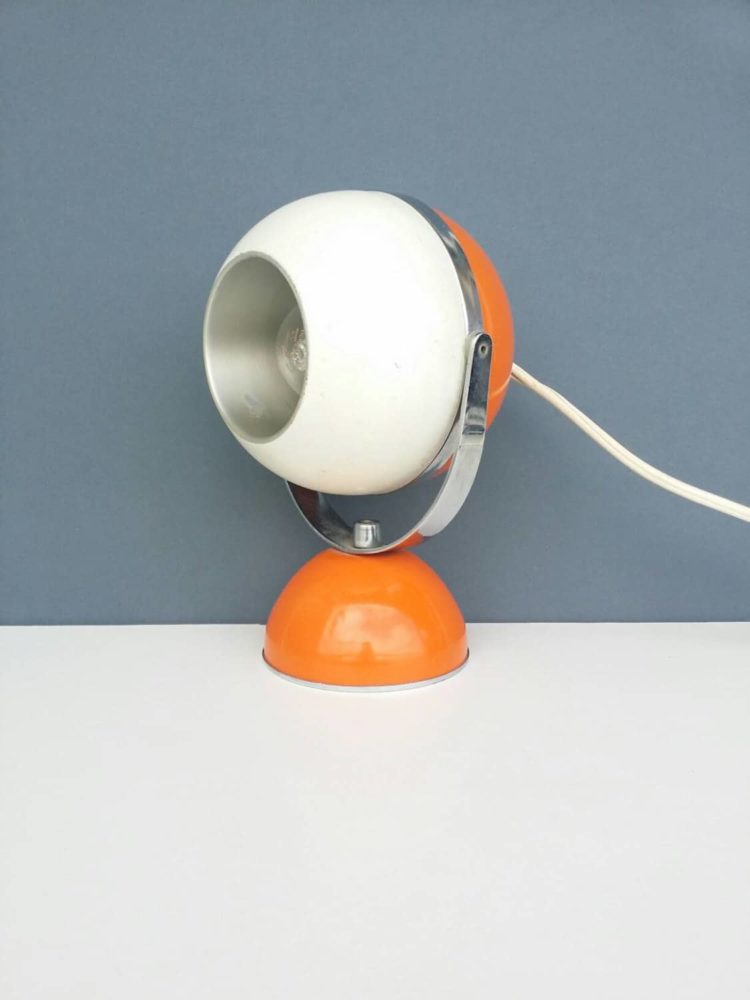 Two tone vintage desk lamp, 1960s metal bubble orange lamp