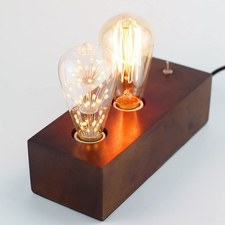 Vintage Handmade Wooden Table Lamp