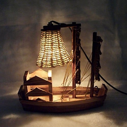 Wooden Handicraft Sailboat Desk Lamp