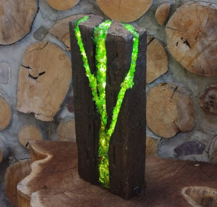 LED Table Lamp Made from Recycled Wood & Glass 4 - Restaurant - Bar - iD Lights
