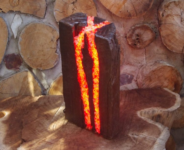 LED Table Lamp Made from Recycled Wood & Glass 5 - Restaurant - Bar - iD Lights