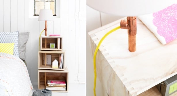 DIY Wooden Floor Lamp with Shelves