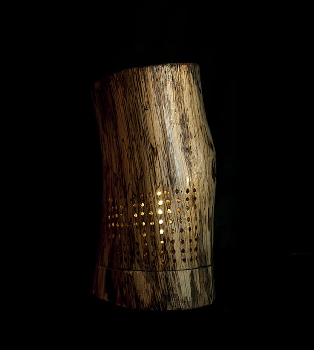 Drilled Holes Wood Lamp