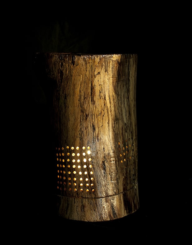 Drilled Holes Wood Lamp