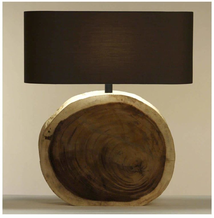 Natural Wood Plank Circle Table Lamp