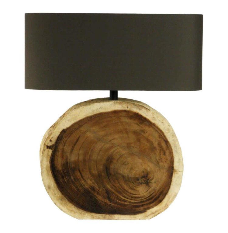 Natural Wood Plank Circle Table Lamp