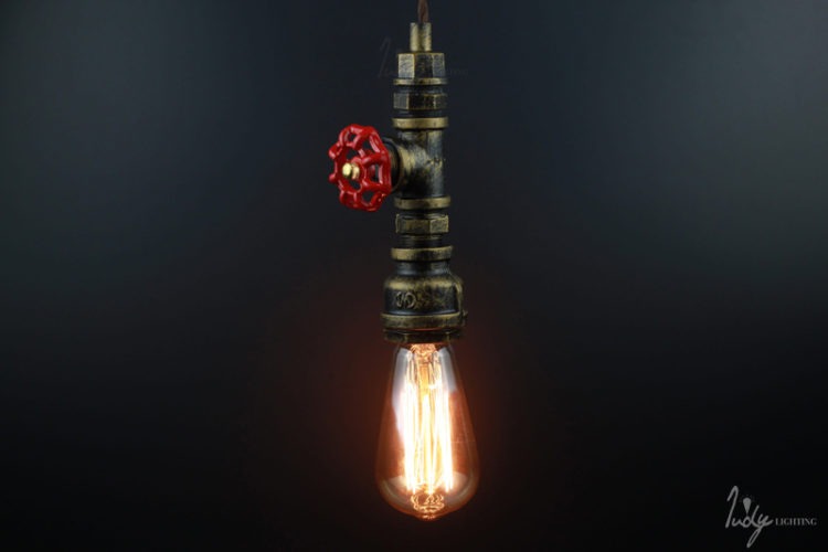 Old Fashioned Industrial Pipe Lamp 1 - Pendant Lighting - iD Lights