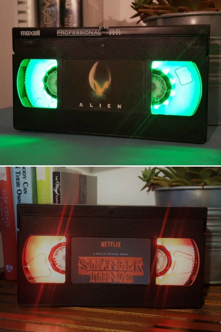 Retro VHS Alien Sci-Fi Night Light Table Lamp