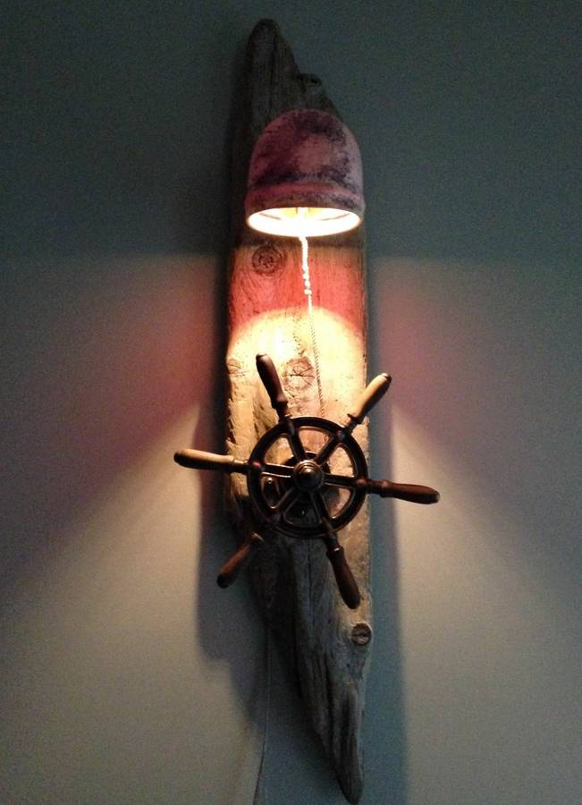 Antique Ship wheel Drift wood Lamp