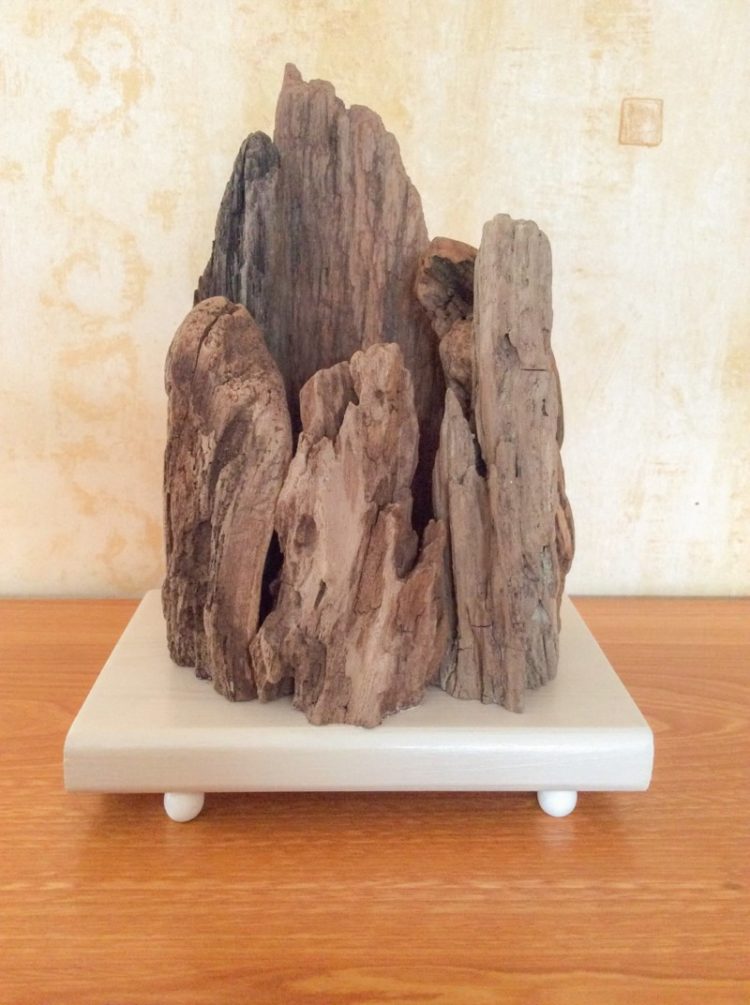 Floating Wooden Lamp with Rock Shape