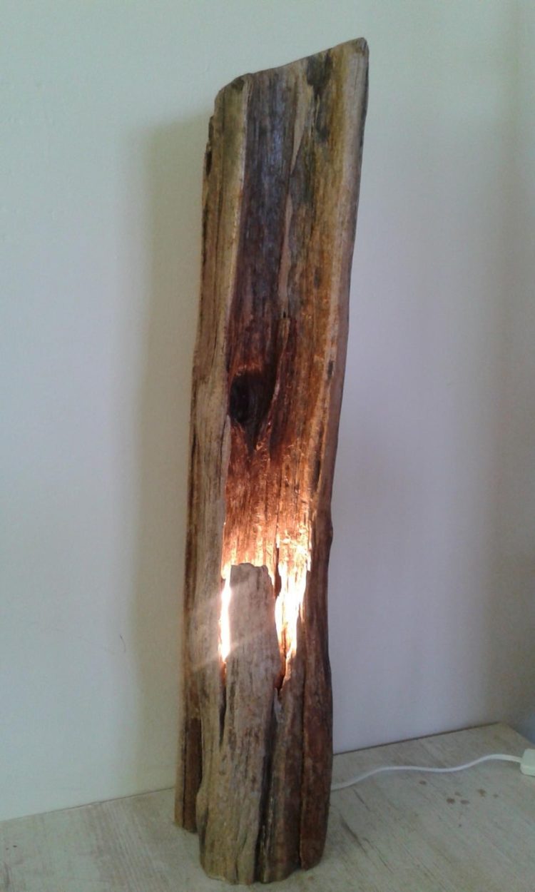 Simple Driftwood Stump Lamp