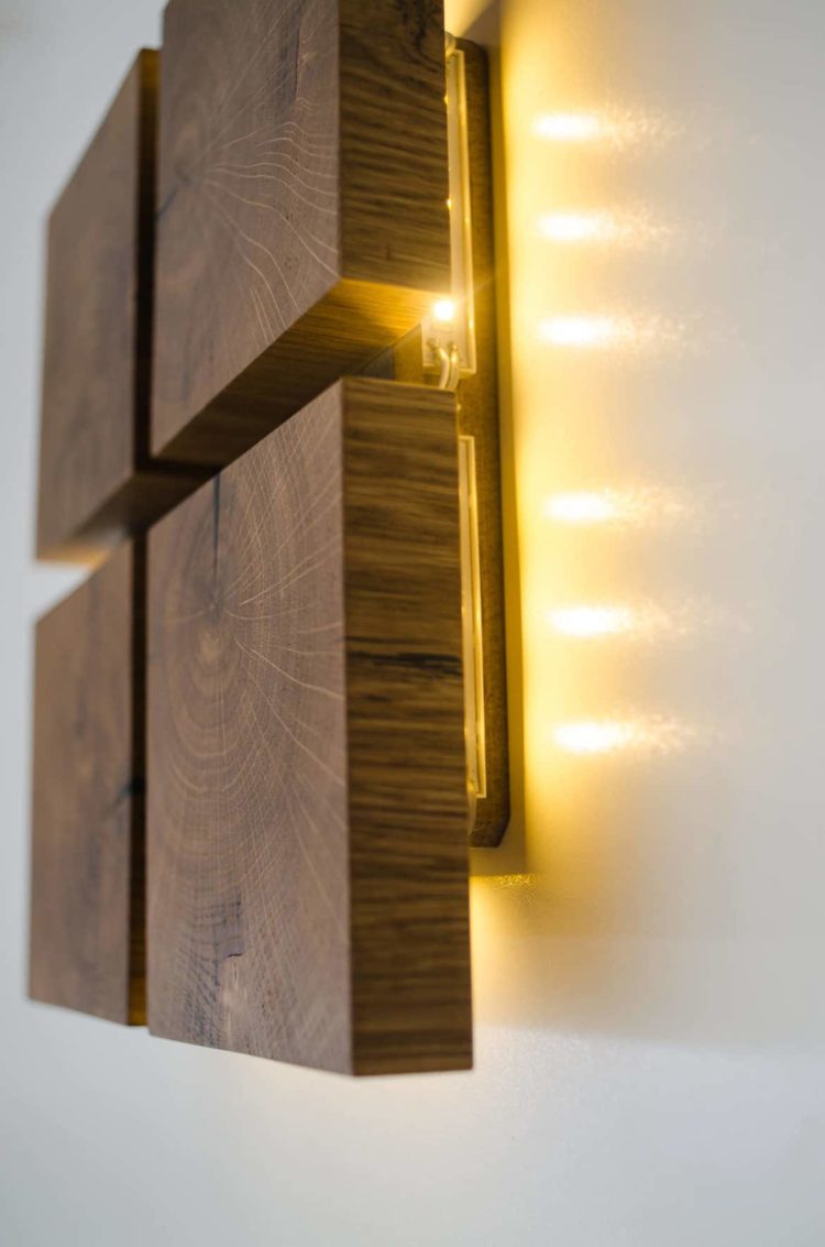 Square Wooden Oak Sconce