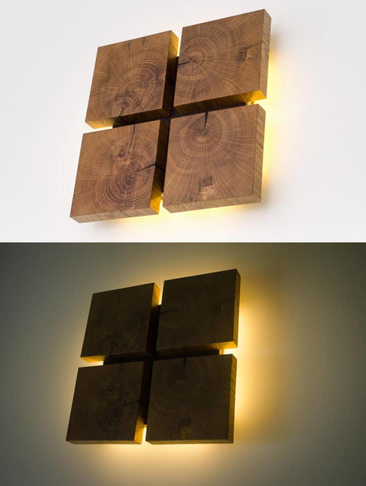 Square Wooden Oak Sconce