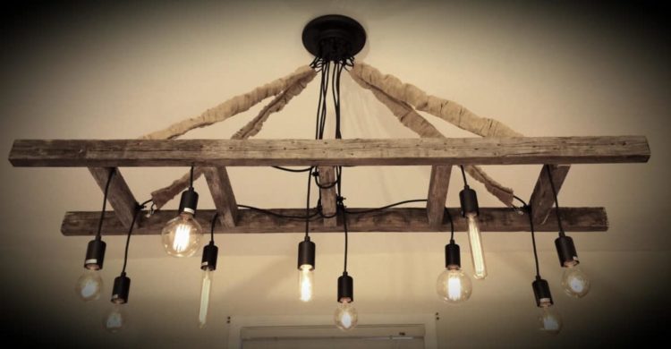 Vintage Farmhouse Ladder Chandelier