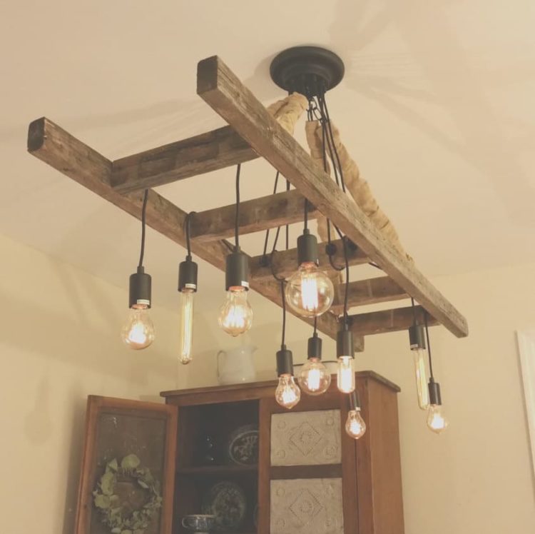 Vintage Farmhouse Ladder Chandelier