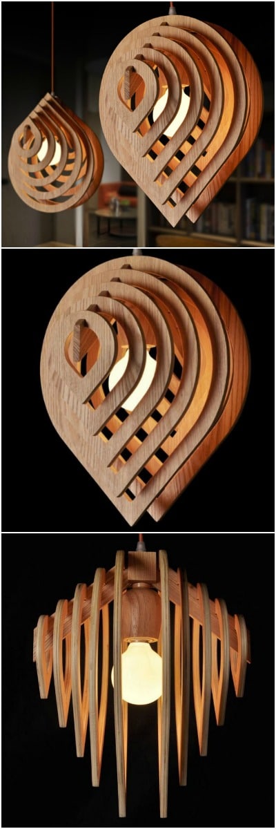 Wooden Water Drop Lamp