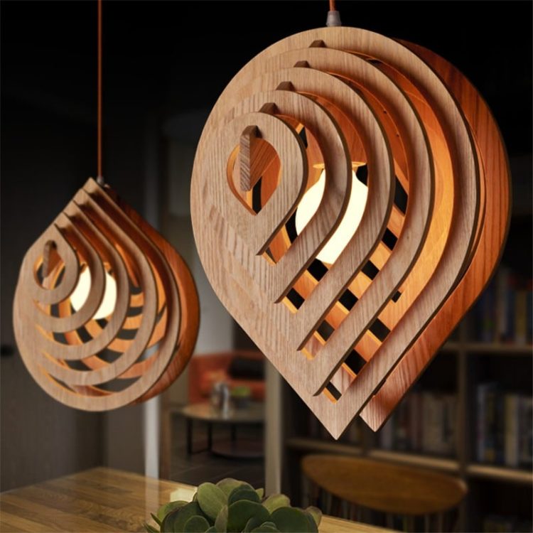 Wooden Water Drop Lamp