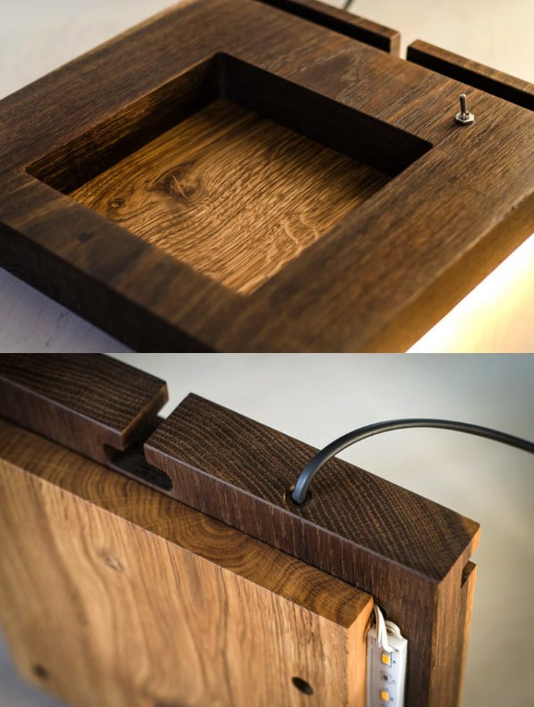 Oak Docking Station Table Lamp