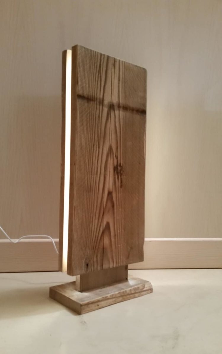 Reclaimed Wood Led Floor Lamp