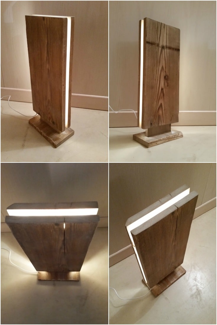 Reclaimed Wood Led Floor Lamp