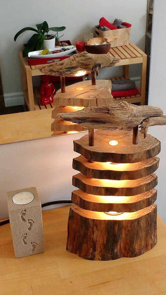 Seaside Driftwood Log Lamp 2 - Table Lamps - iD Lights Seaside Driftwood Log Lamp