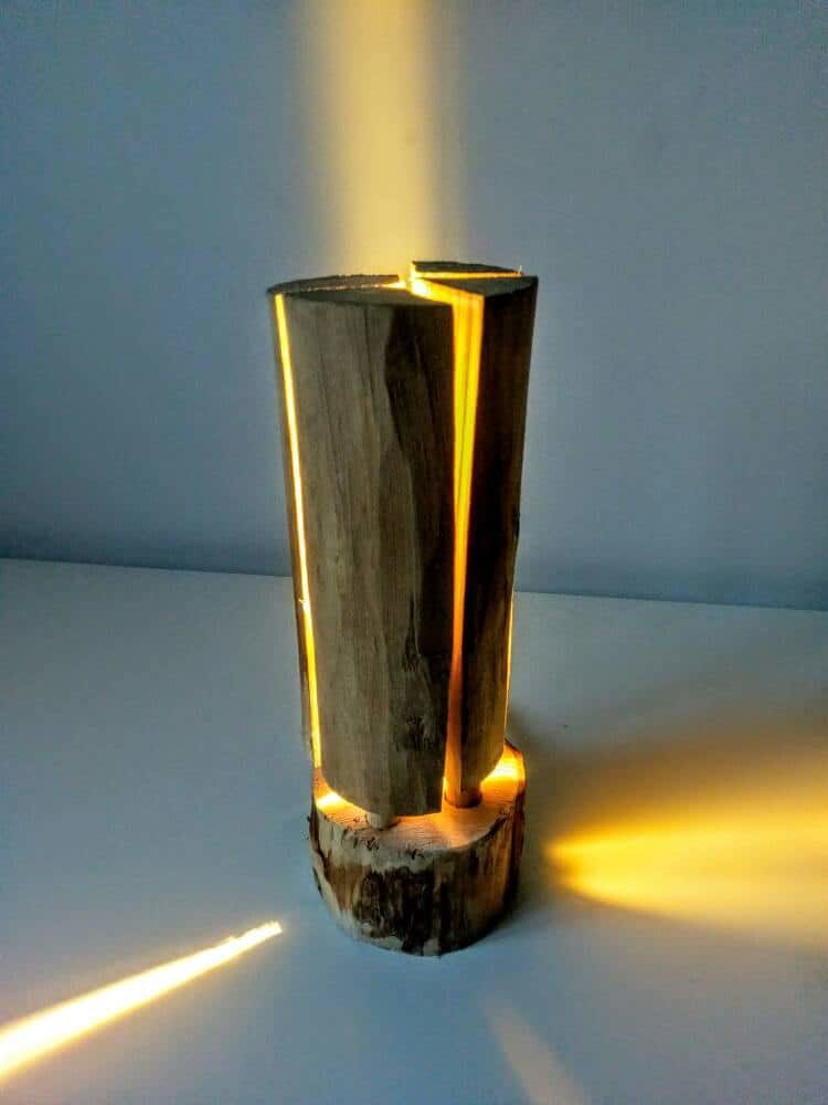 Swedish Torch Rustic Wooden Log Floor Lamp