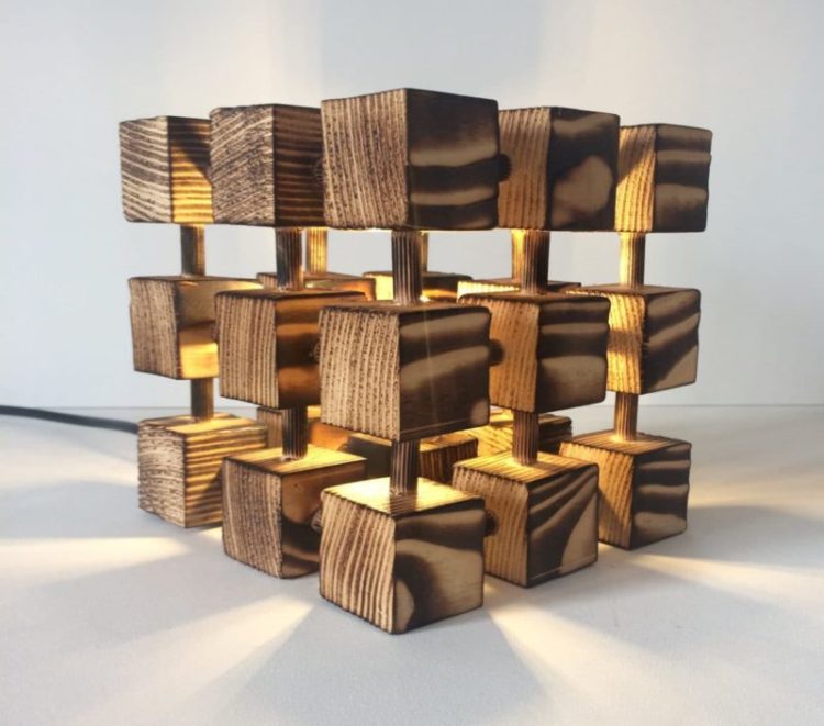 Wooden Rubik Cube Table Lamp • iD Lights