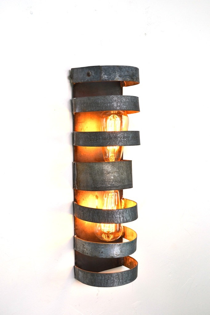 Double Wine Barrel Wall Sconce