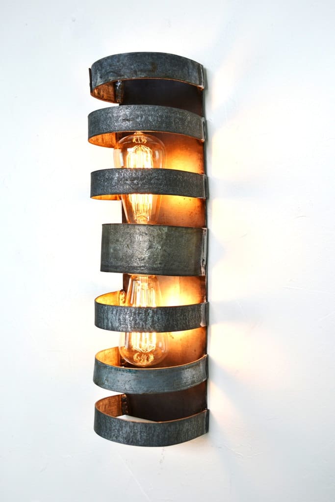 Double Wine Barrel Wall Sconce