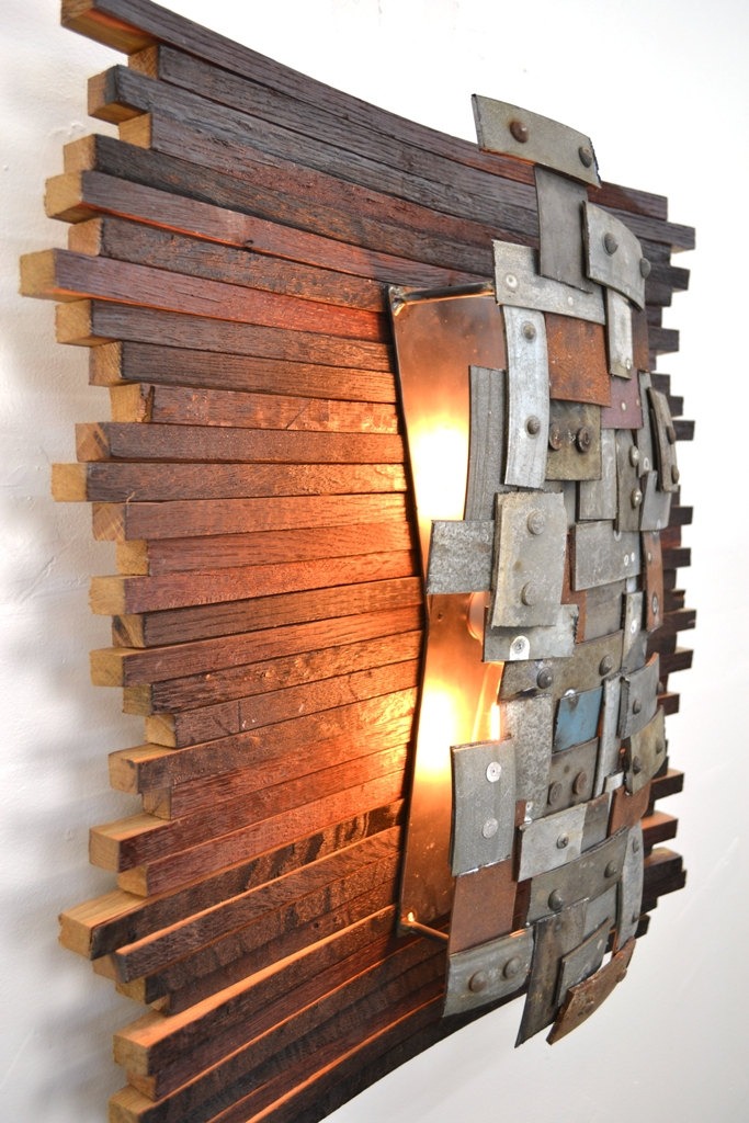 Recycled Napa Barrels Art Wall Light