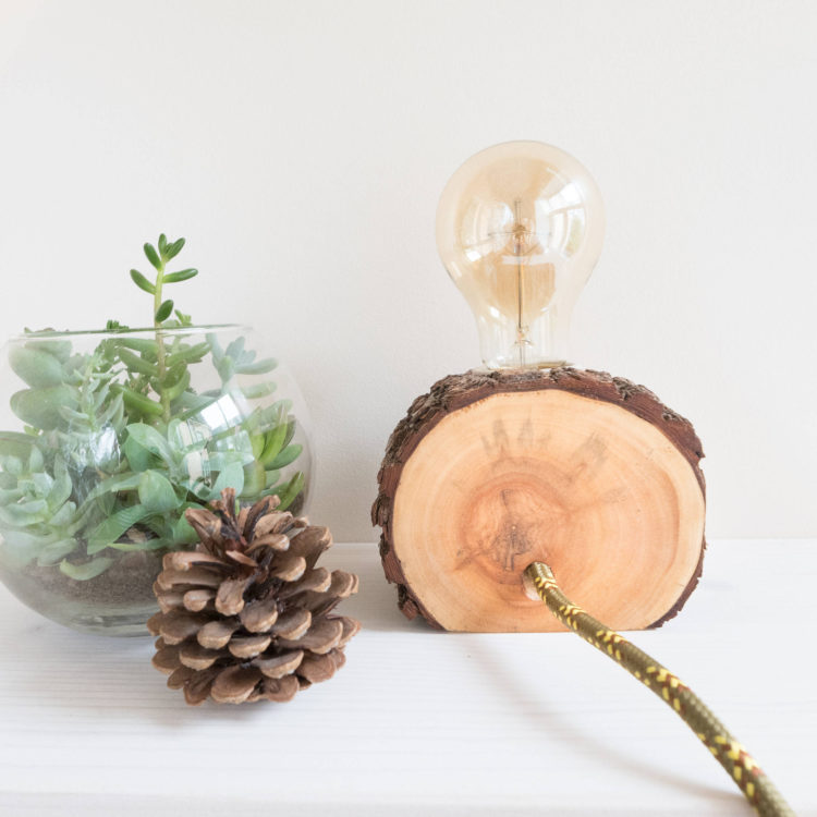 Two Cute Firewood Lamps with Great Edison Bulbs