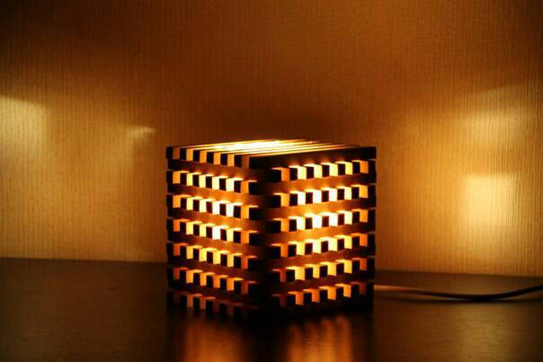 Wooden Bedside Light Cube