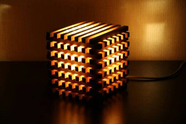 Wooden Bedside Light Cube