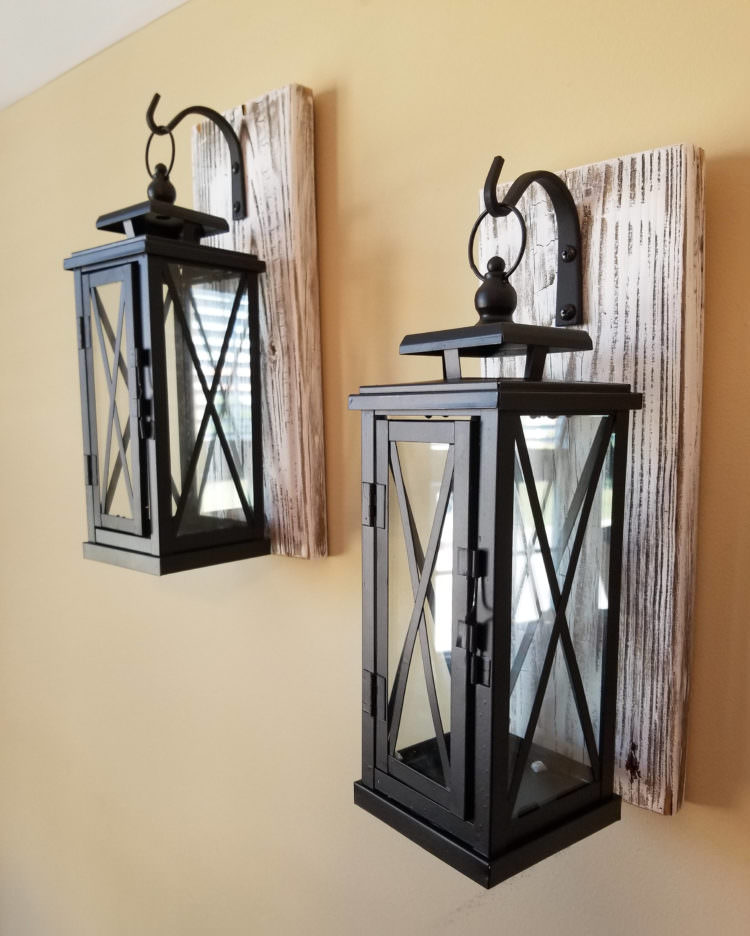 Set of 2 MEDIUM Rustic Wall Mounted Lantern Sconces