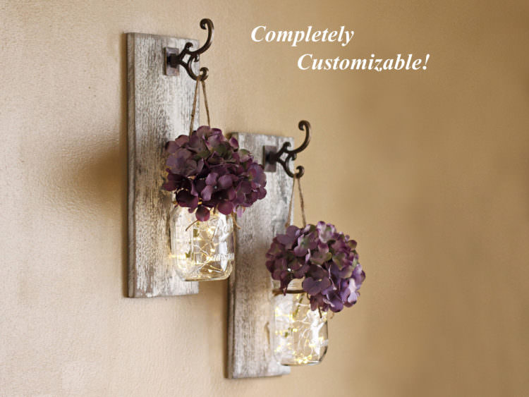 Shabby Chic Mason Jar Sconces Set 6 - Wall Lamps & Sconces - iD Lights