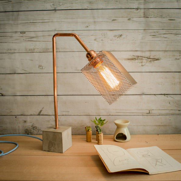 Industrial Concrete Copper Table Lamp 1 - Table Lamps - iD Lights