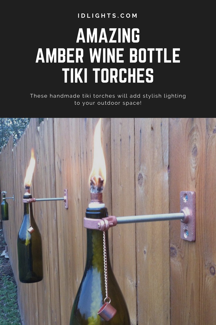 Amber Wine Bottle Tiki Torches