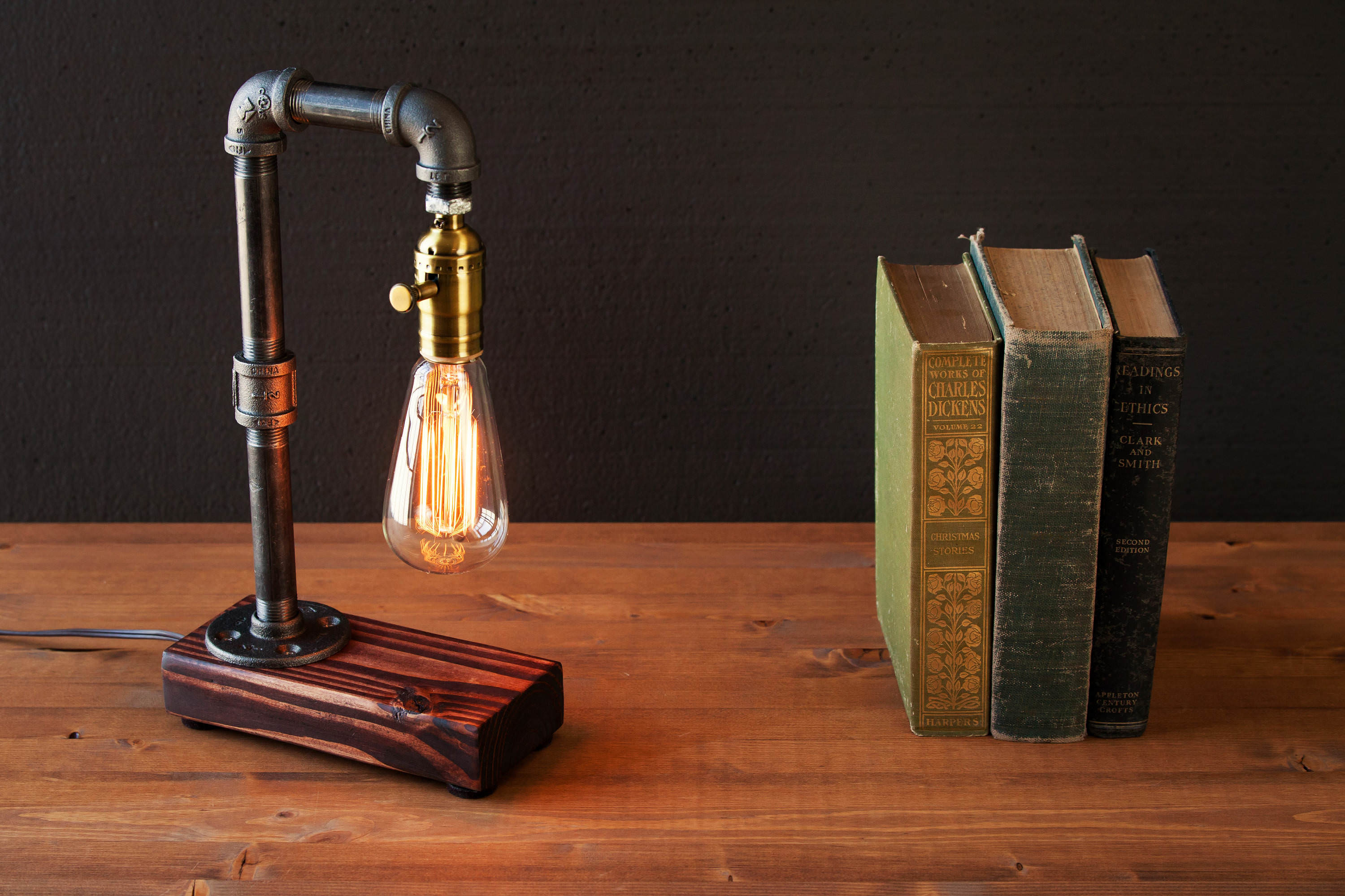 Bedside Steampunk Pipe Lamp 1 - Table Lamps - iD Lights