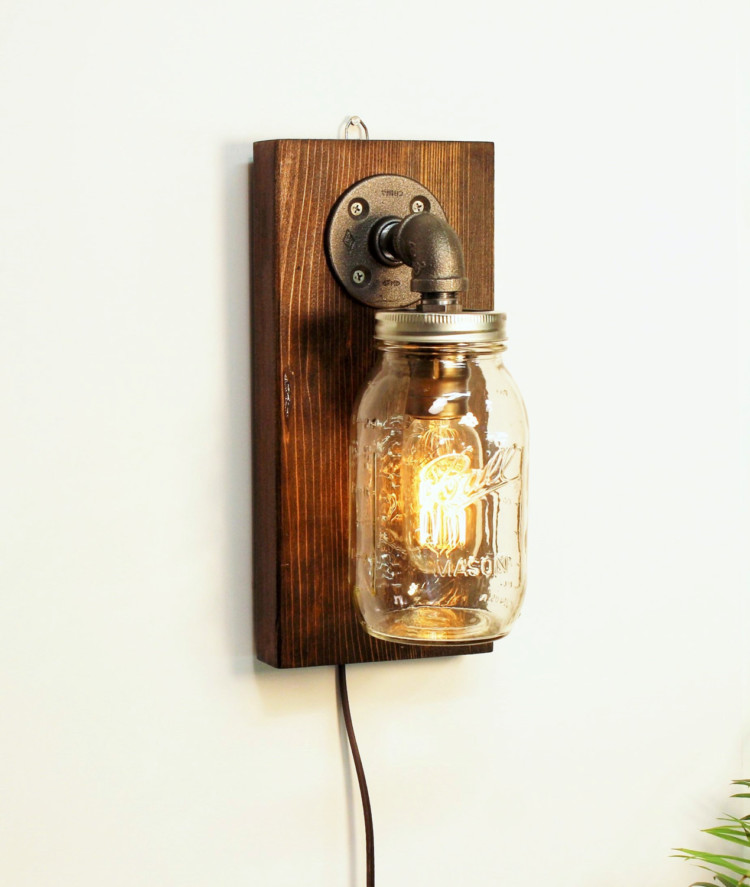 Rustic Wall Light with Mason Jar 11 - Wall Lamps & Sconces - iD Lights