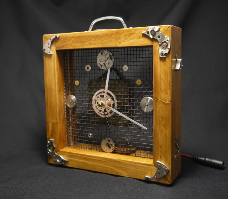 Steampunk Analog Mantel Clock 1 - Wood Lamps - iD Lights