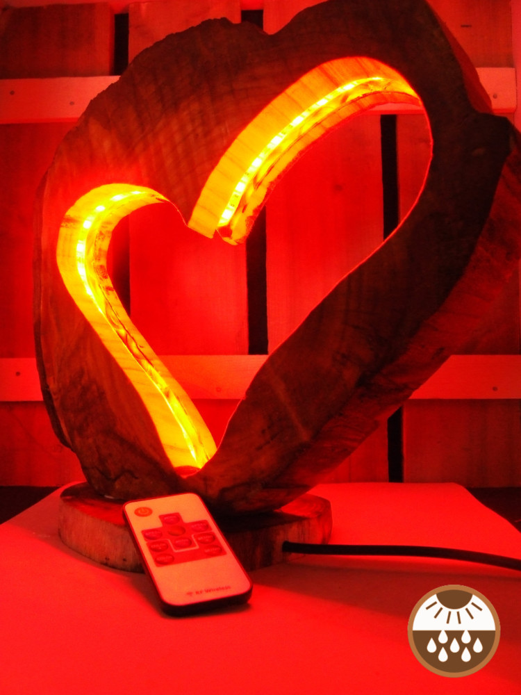 Natural Wooden Love Lamp 3 - Outdoor Lighting - iD Lights