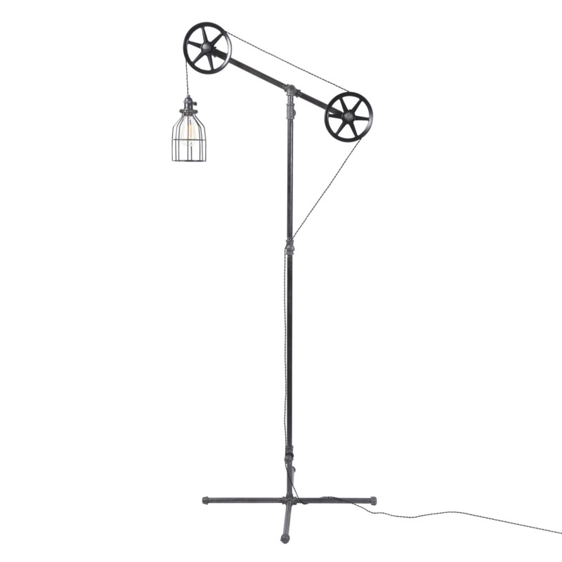 Industrial Pulley Floor Lamp 1 - Floor Lamps - iD Lights