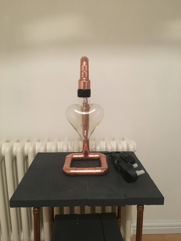 Copper Pipe Desk Lamp Inc LOVE HEART 5 - steampunk - iD Lights