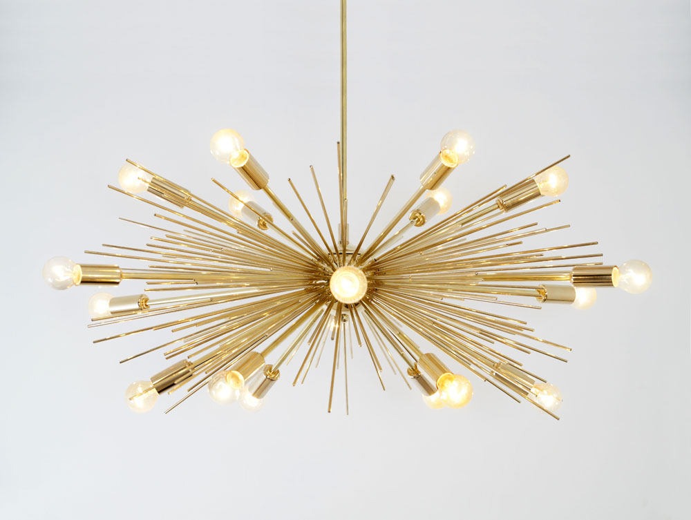 Mid Century Modern Gold Brass Sputnik Chandelier 1 - Chandeliers - iD Lights