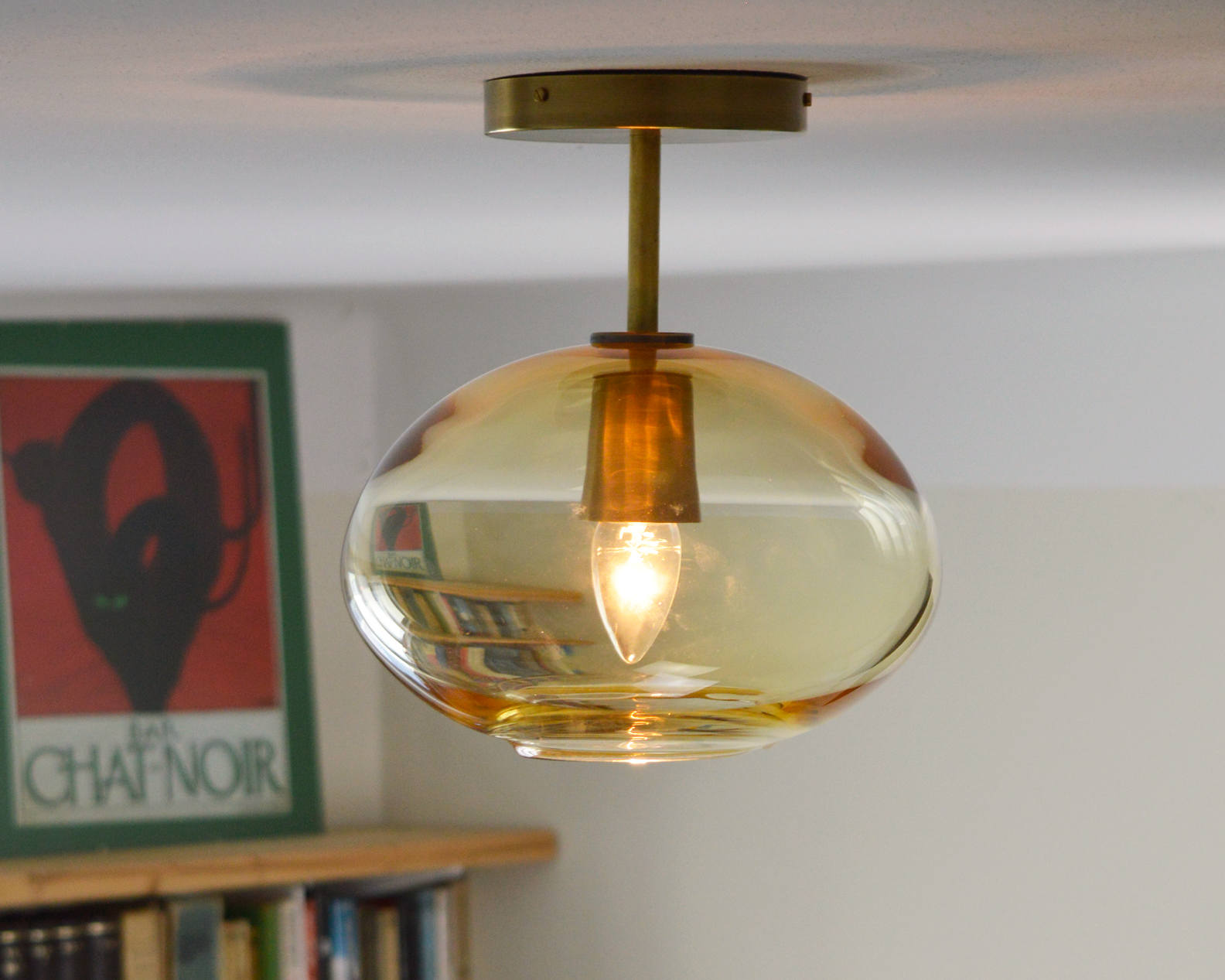 Light Amber Low Ceiling Hand Blown Glass Lighting 1 - Flush Mount Lighting - iD Lights