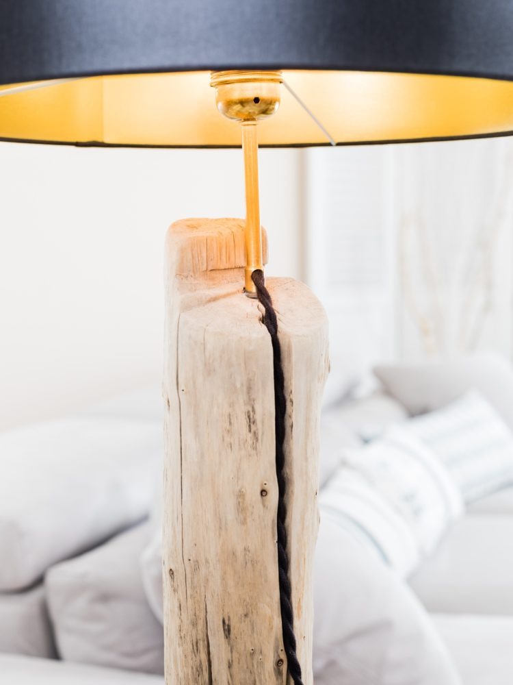 Driftwood Lamp with Black Lampshade