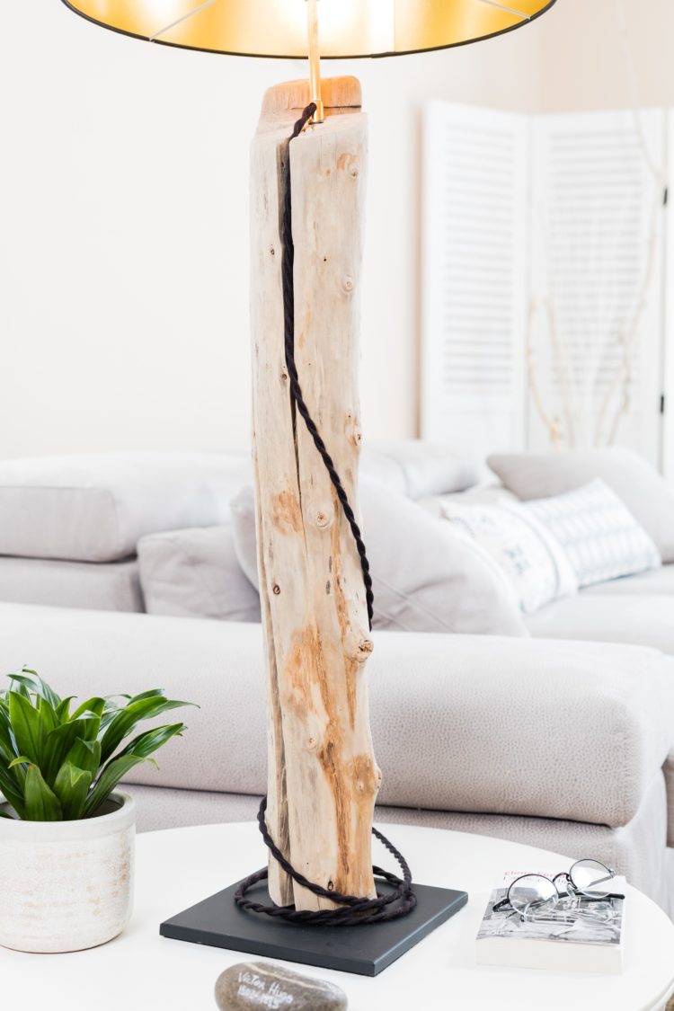 Driftwood Lamp with Black Lampshade