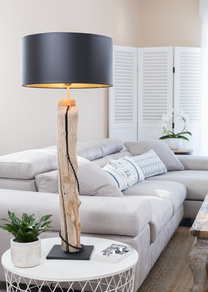 Driftwood Lamp with Black Lampshade