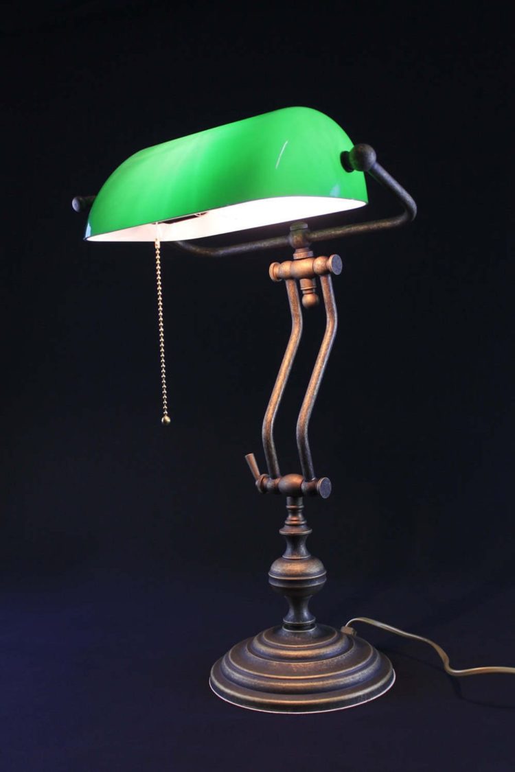 solid brass bankers lamp