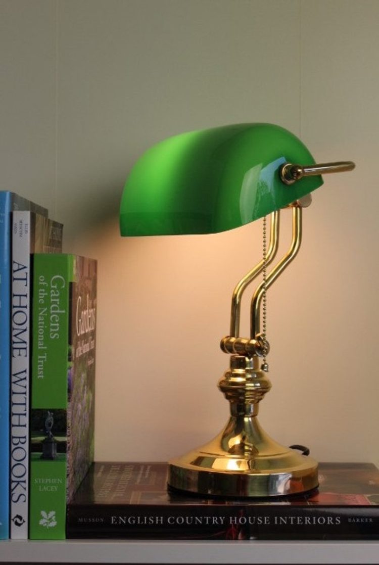 solid brass bankers lamp